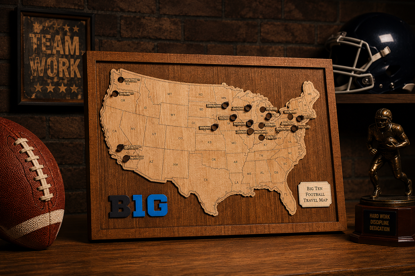 Big 10 Football Stadium Bucket List Map