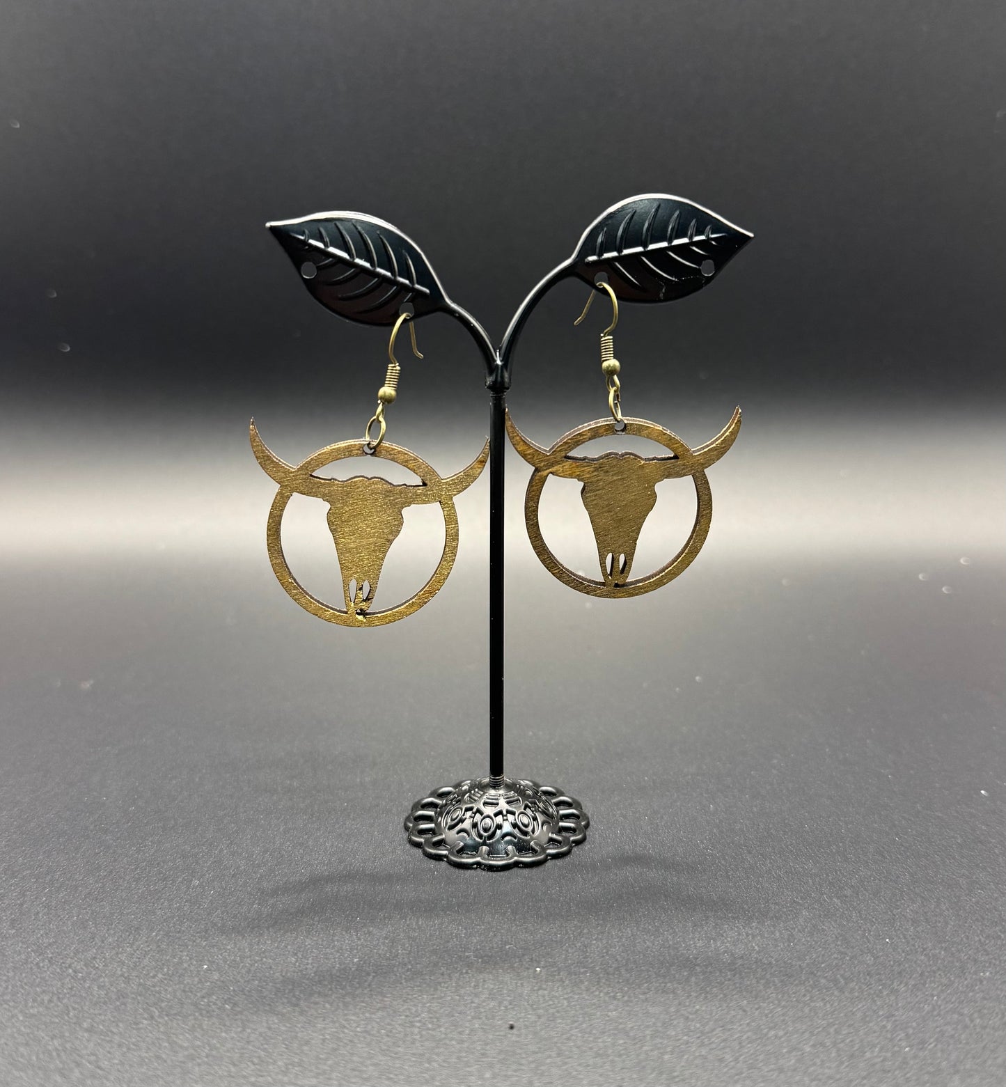 Wooden Steer Earrings