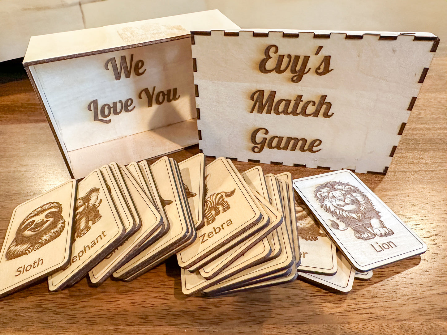 Children’s Customizable Wooden Match Game With Storage Box