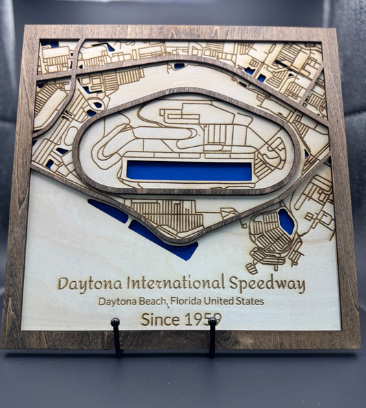 Wooden Race Track Map Display