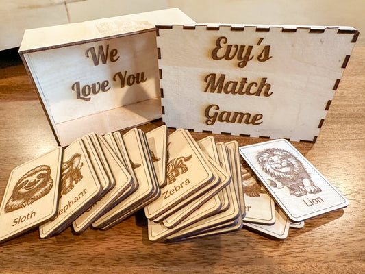 Children’s Customizable Wooden Match Game With Storage Box