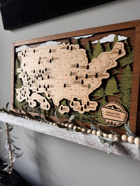 US National Parks Travel Bucket List Board